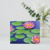 Charming Pink Water Lilies Briefkaart (Staand voorkant)