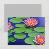 Charming Pink Water Lilies Briefkaart (Voorkant / Achterkant)