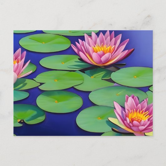 Charming Pink Water Lilies Briefkaart (Voorkant)