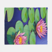 Charming Pink Water Lilies Fleece Deken (Voorkant (Horizontaal))
