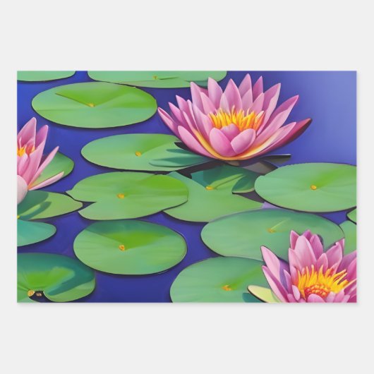 Charming Pink Water Lilies Inpakpapier Vel (Voorkant 3)
