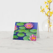 Charming Pink Water Lilies Kaart (Gele Bloem)