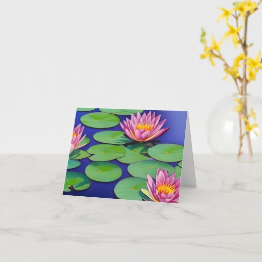 Charming Pink Water Lilies Kaart (Gele Bloem)