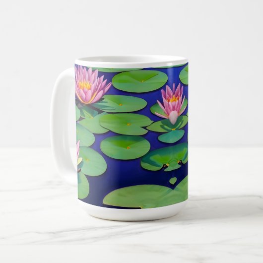 Charming Pink Water Lilies Koffiemok (Voorkant links)