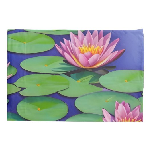 Charming Pink Water Lilies Kussensloop (Achterkant-Links)