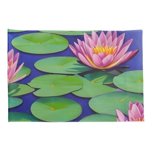 Charming Pink Water Lilies Kussensloop (Achterkant-Rechts)