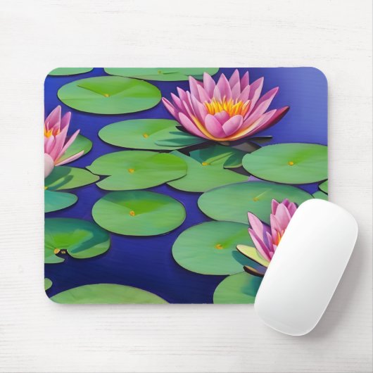 Charming Pink Water Lilies Muismat (Met muis)