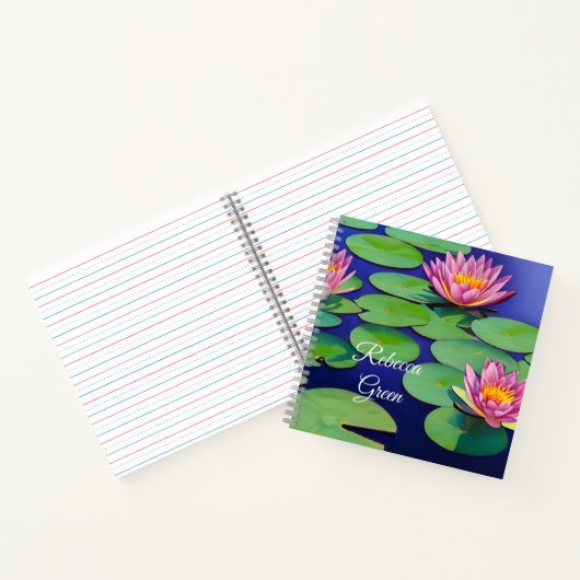 Charming Pink Water Lilies Notitieboek (Binnen)