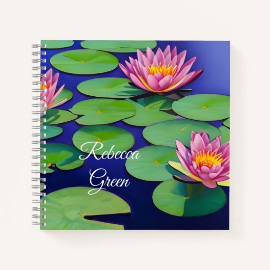 Charming Pink Water Lilies Notitieboek (Voorkant)