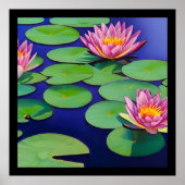 Charming Pink Water Lilies Poster (Voorkant)
