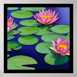 Charming Pink Water Lilies Poster