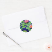 Charming Pink Water Lilies Ronde Sticker (Envelop)