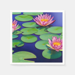 Charming Pink Water Lilies Servet