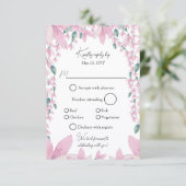 Charming Pink Wisteria RSVP Kaartje (Staand voorkant)