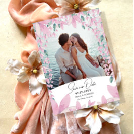 Charming Pink Wisteria Save the Date Kaart