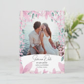 Charming Pink Wisteria Save the Date Kaart (Staand voorkant)
