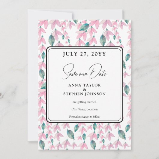 Charming Pink Wisteria Save the Date Kaart (Achterkant)