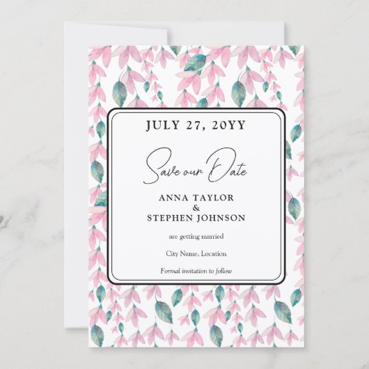 Charming Pink Wisteria Save the Date Kaart (Achterkant)