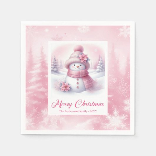 Charming Pinkmas Christmas Scene Napkins for Kids  Servet (Voorkant)