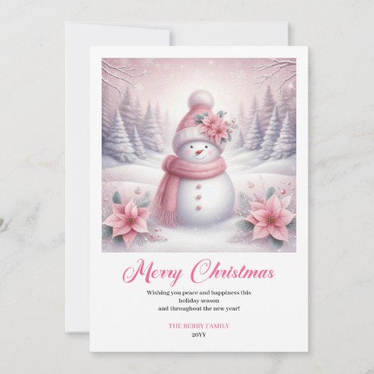 Charming Pinkmas Editable Winter Scene Christmas  Feestdagenkaart (Voorkant)