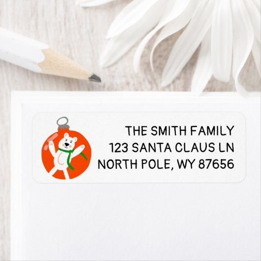 Charming PolarBear Kerstfeestdag Etiket (Insitu)