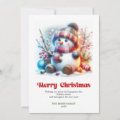 Charming printable cartoon snowman holiday card feestdagenkaart (Voorkant)
