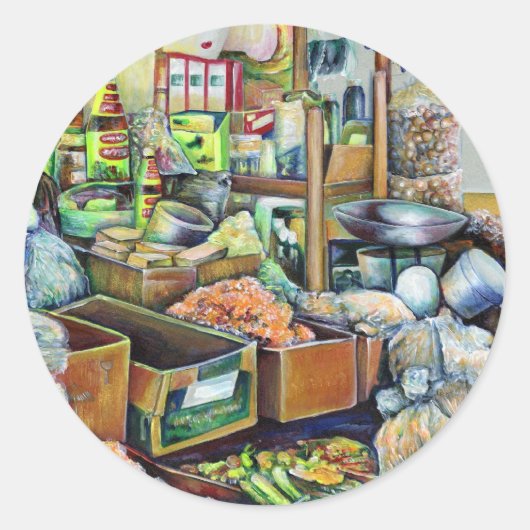 Charming Promises of fine Tekka Center, Singapore Ronde Sticker (Voorkant)