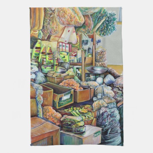 Charming Promises of fine Tekka Center, Singapore Theedoek (Verticaal)