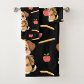 Charming puppy reading, school bag pattern bad handdoek (Insitu)