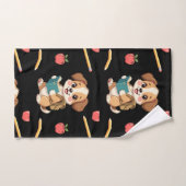 Charming puppy reading, school bag pattern bad handdoek (Handdoek)
