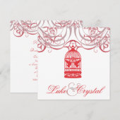 Charming Red Birdcage Weddenschap Kaart (Voorkant / Achterkant)