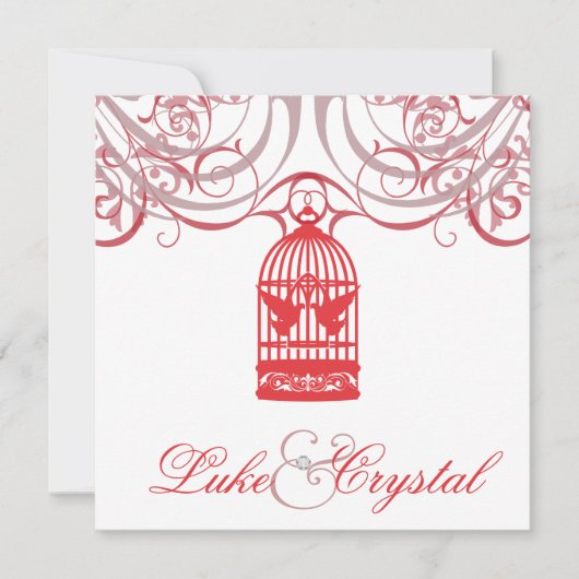 Charming Red Birdcage Weddenschap Kaart (Voorkant)