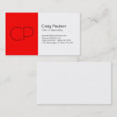 Charming Red Black White Monogram Visitekaartje (Voorkant / Achterkant)