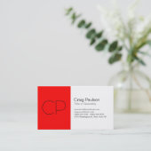Charming Red Black White Monogram Visitekaartje (Staand voorkant)