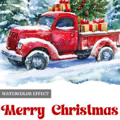 Charming red truck christmas scene rustic card feestdagenkaart