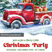 Charming red truck Christmas scene rustic invites Kaart