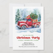 Charming red truck Christmas scene rustic invites Kaart (Voorkant)
