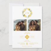 Charming Romantic Cluster Lemons Initials 2-Photos Save The Date (Voorkant)