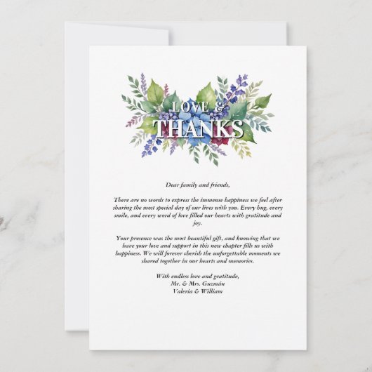 Charming Romantic Floral & Transparency Overlay Bedankkaart (Achterkant)