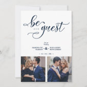 Charming Romantic Script Navy Blue 2 Multi Photo Kaart (Voorkant)