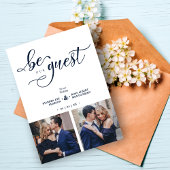 Charming Romantic Script Navy Blue  2 Multi Photo Kaart