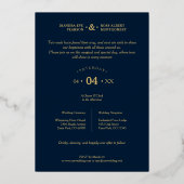 Charming Romantic Whimsy Script Navy Blue Folie Uitnodiging (Achterkant)