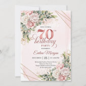 Charming Rose Gold Eucalyptus Greenery 70 Birthday Kaart (Voorkant)