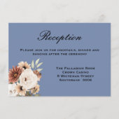 Charming Rustic Flowers Dusty Blue Reception Informatiekaartje (Voorkant)