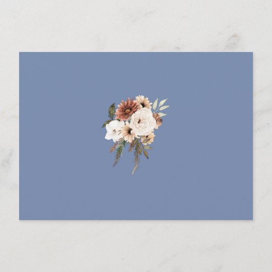 Charming Rustic Flowers Dusty Blue Reception Informatiekaartje (Achterkant)