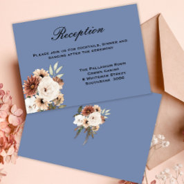 Charming Rustic Flowers Dusty Blue Reception Informatiekaartje