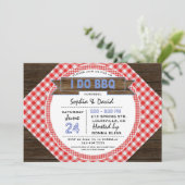 Charming Rustic Gingham I DO BBQ Couples Shower Kaart (Staand voorkant)