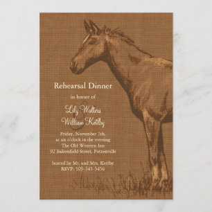 Charming Rustic Horse Rehearsal Dinner Invite Kaart