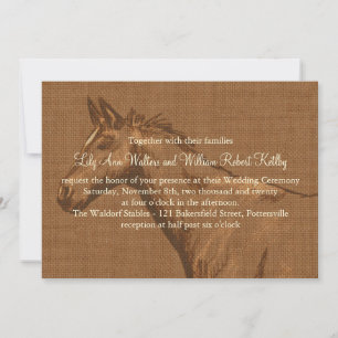 Charming Rustic Horse Wedding Invitation Kaart