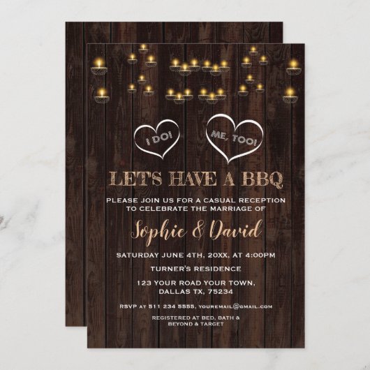 Charming Rustic Lamp Old Barn I DO BBQ Kaart (Voorkant / Achterkant)